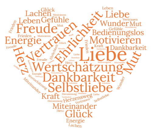 Wort Wolke in Herzform